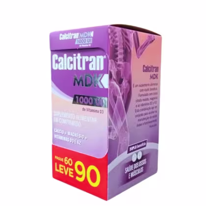 Imagem do produto Suplemento Alimentar Calcitran MDK + Vitamina D3 1000UI - Leve 90 Pague 60