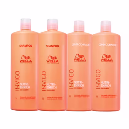 Kit com shampoos e condicionadores Invigo Nutri-Enrich, da marca Wella Professionals.