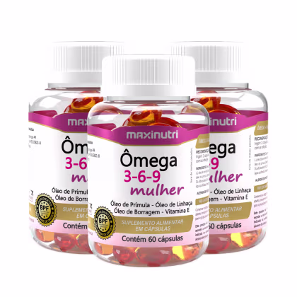 Imagem do produto Kit 03 Ômega 3-6-9 Mulher + Vitamina E Maxinutri 60 Capsulas