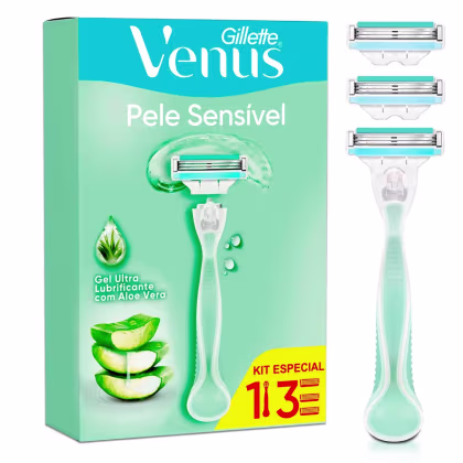 Imagem do produto Aparelho de Depilar Recarregável Gillette Vênus Pele Sensível 1 Cabo + 3 Cargas
