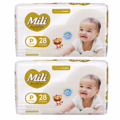 Imagem do produto Kit C2 Fralda Love & Care Jumbo P C/28 - Mili