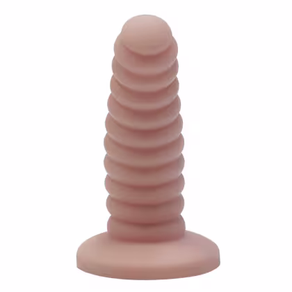 Plug anal em formato cônico com anéis texturizados, projetado para proporcionar prazer e estimulação íntima.