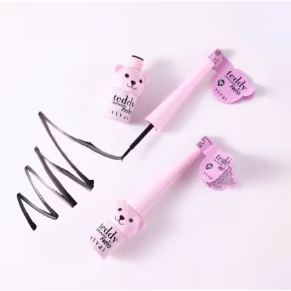 Imagem do produto Delineador Preto Teddy Vivai, Design Urso Rosa, Ponta Fina
