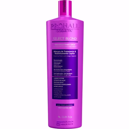 Imagem do produto Prohall Select Blond - Escova Progressiva Orgânica Cabelos Loiros Sem Formol 1L