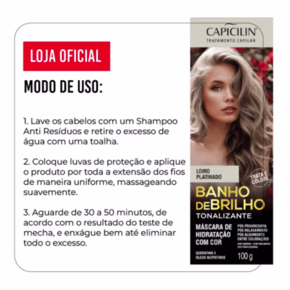Imagem do produto Banho Brilho Capicilin Loiro Platinado 100g