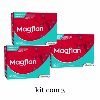Kit Biofhitus Magflan Dimalato de Magnésio Trio, 3 produtos.