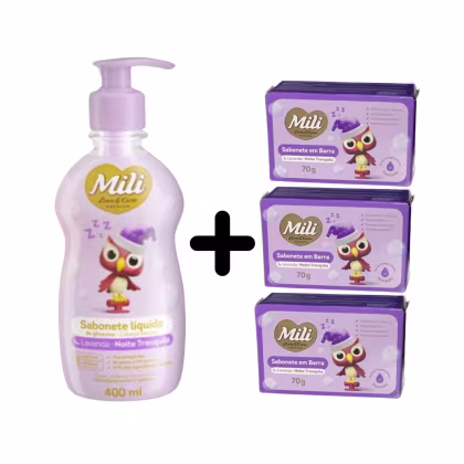 Imagem do produto Kit Sabonete Liquido + 3 Sabonetes em Barra Lavanda - Mili