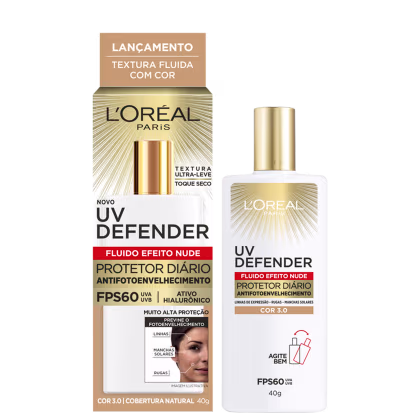 Imagem do produto L’Oréal Paris UV Defender FPS60 3.0 - Protetor Solar Facial com Cor 40g