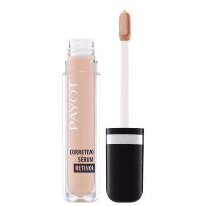 A imagem mostra o Corretivo Líquido Sérum Retinol 10 da marca Payot.