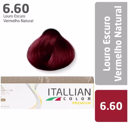 Imagem do produto Itallian Hairtech Color Premium 6.60 Louro Escuro Vermelho Natural - Coloração Permanente 60g