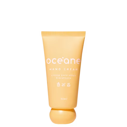 Creme para as mãos Océane 30ml. A embalagem tem uma tampa protetora removível na parte inferior. Tamanho para viagem.