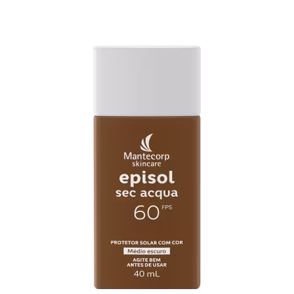Protetor Solar Facial com Cor Mantecorp Episol Sec Acqua FPS60 Médio Escuro 40ml