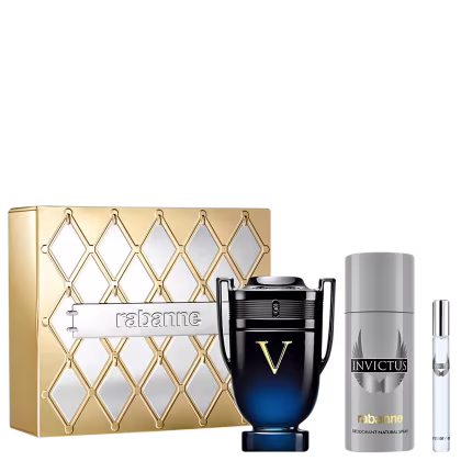 Imagem do produto Conjunto Invictus Victory Elixir Rabanne Masculino - Perfume Parfum Intense 100ml + Desodorante Spray 150ml + Travel Size Eau de Toilette 10ml