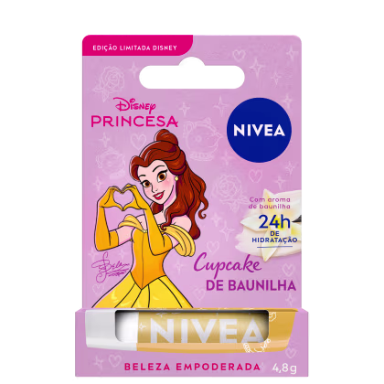 Hidratante Labial Disney Princesa Bela, da marca NIVEA.