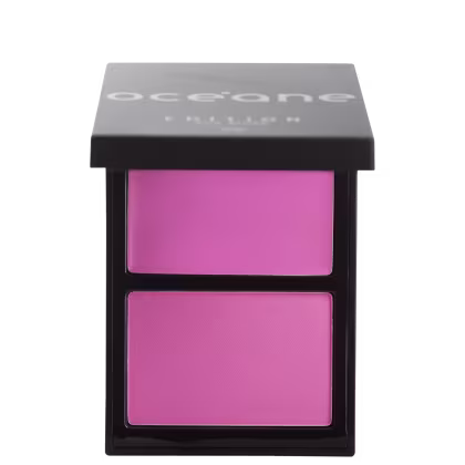 Paleta Océane contendo dois compartimentos de blush em tons de rosa, apresentando uma paleta compacta e elegante de maquiagem.