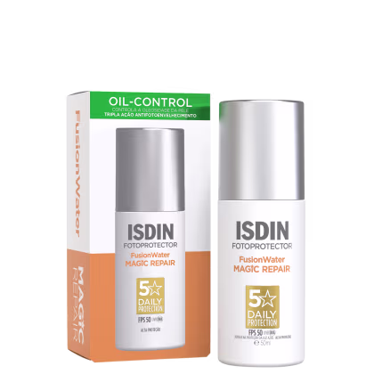 Protetor Solar Fusion Water Magic Repair FPS 50, da marca ISDIN.