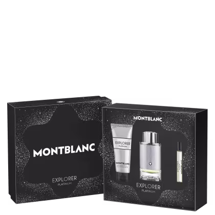 Conjunto Explorer Platinum Montblanc Masculino EDP 100ml + Gel de Banho 100ml + TS 7,5ml.