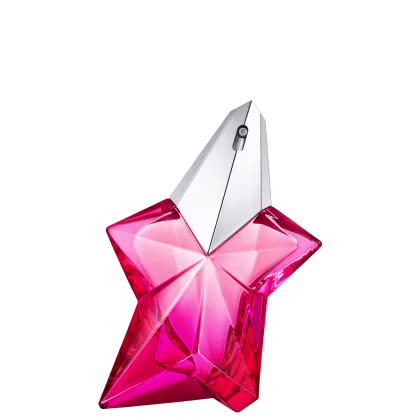 Frasco de perfume em formato de estrela de cristal vermelho brilhante, com tampa prateada, Angel Nova Mugler Eau de Parfum
