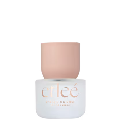 Frasco de perfume Etleé Sparkling Rose, exibindo o nome da marca em letras douradas.