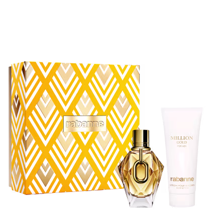 Imagem do produto Conjunto Million Gold For Her Rabanne Feminino - Perfume Eau de Parfum 90ml + Body Lotion 100ml