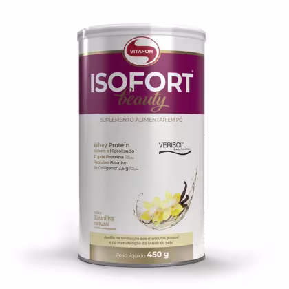 Suplemento Alimentar em Pó Vitafor Isofort Beauty Baunilha Natural, 450g.