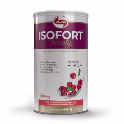 Suplemento Alimentar em Pó Vitafor Isofort Beauty Cranberry, 450g.