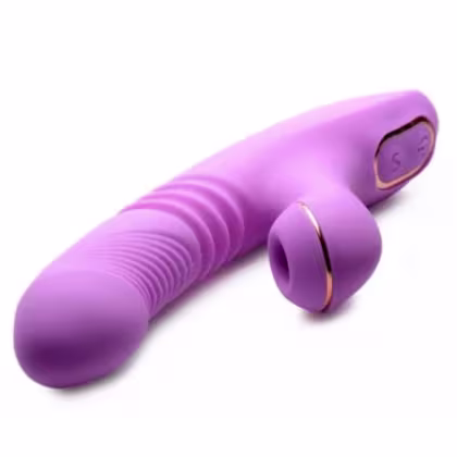Vibrador rosa com design ondulado e detalhes dourados, com controles e botões visíveis. Produto de beleza da marca Sexy Import.