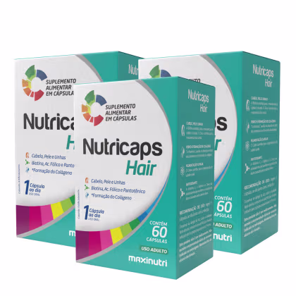 Imagem do produto Kit 03 Nutricaps Hair Polivitaminico Maxinutri 60 Capsulas