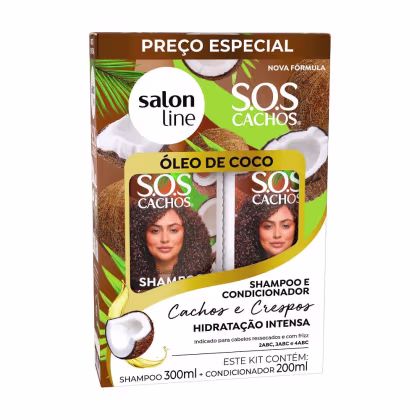 Imagem do produto Kit Shampoo 300ml + Condicionador 200ml SOS Cachos Óleo de Coco