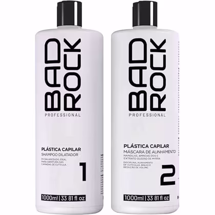 Imagem do produto Bad Rock Plástica Capilar - Kit Escova Progressiva Orgânica Nanotecnologia 2x 1L