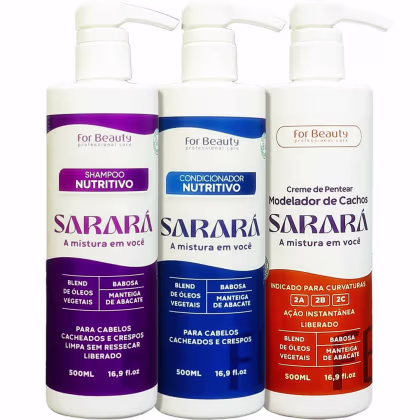 Imagem do produto For Beauty Sarará - Kit Nutritivo Modelador de Cachos 2A 2B 2C Trio (3 Produtos)