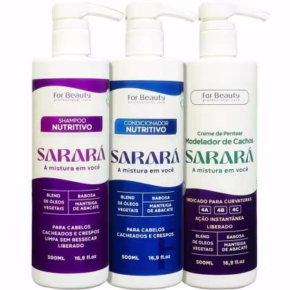 Imagem do produto For Beauty Sarará - Kit Nutritivo Modelador de Cachos 4A 4B 4C Trio (3 Produtos)