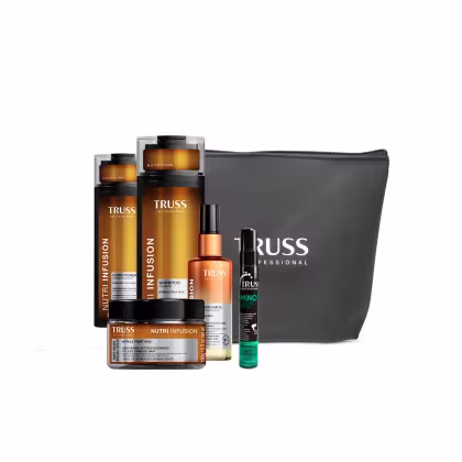 Imagem do produto KIT NUTRI INFUSION TRUSS (Sh + Cond + Óleo Nutri 60ml + MáscNutri 180) BRINDE MINI amino + Necessaire TRUSS