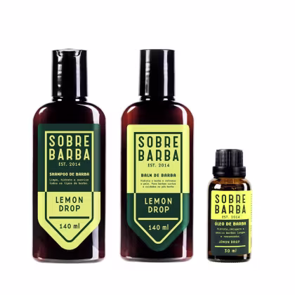 Imagem do produto Trio Sobrebarba - Shampoo, Balm e Óleo de Barba - Lemon Drop
