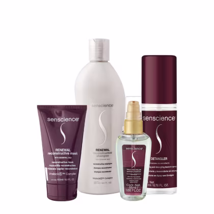 Imagem do produto Kit Senscience Renewal Shampoo Máscara True Hue Óleo Detangler Leave-in (4 produtos)
