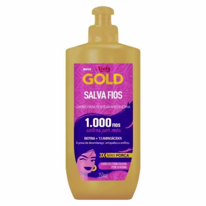 Imagem do produto Creme para Pentear Niely Gold Salva Fios 250ml – Recuperação Imediata, Antirressecamento, Brilho Intenso e
