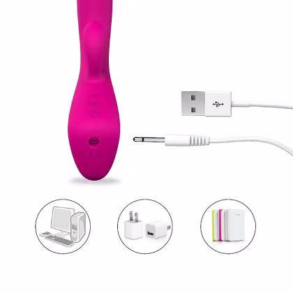 Imagem do produto Muse Rosa Vibrador Ponto G e Clitóris Rabbit Movimento de Dedo Demons S-Hande em Silicone Recarregável