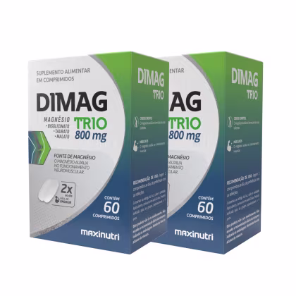 Imagem do produto Kit 2 Dimag Trio Magnésio Bisglicinato Taurato e Malato 60 Caps Maxinutri