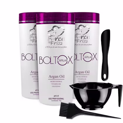 Imagem do produto Kit 3 Máscara Boltox Capilar de Argan Oil 1Kg Force - Alinhamento, Hidratação e Brilho