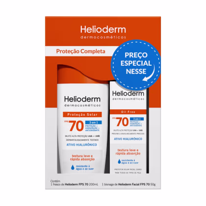 Imagem do produto Kit Protetor Solar Helioderm FPS 70 Facial 50g + Suncare Corporal 200ml