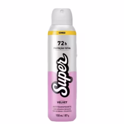 Imagem do produto Desodorante Antitranspirante Super 72h Protecao Total Velvet Feminino Acao Calmante e Hidratacao 0% Aluminio Sem Parabenos 150ml Cimed