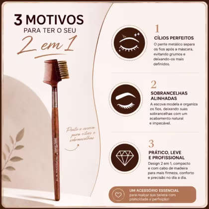 Imagem do produto Pente e Escova Para Cílios e Sobrancelhas Linha Madeira Macrilan Único