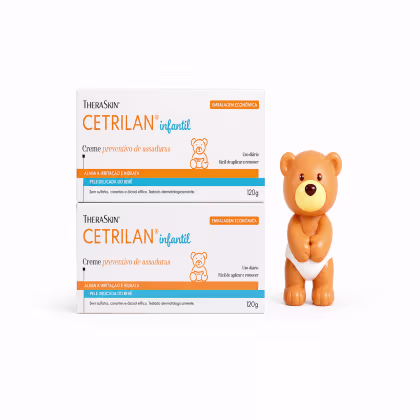 Imagem do produto Kit 2 Cetrilan Creme Assaduras 120g Theraskin + Urso Brinde 8cm Proteção e Hidratação Infantil