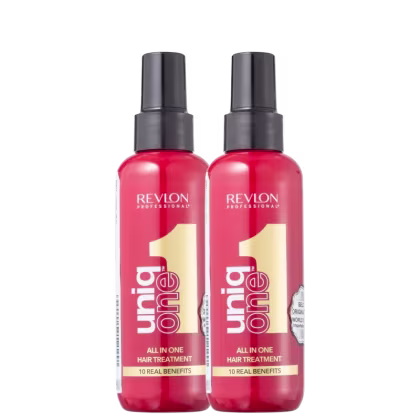 Kit com duas unidades de leave-ins Uniq One, da marca Revlon Professional.