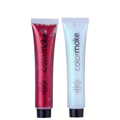 Imagem do produto Kit Colormake Gel Glitter Pérola e Vermelho (2 Produtos) 