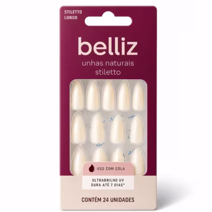 Imagem do produto Unhas Postiças Naturais Belliz Stiletto Longo Com 24 Unidades Cód.2312