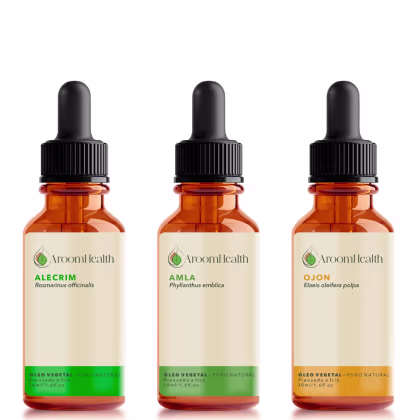 Imagem do produto Kit óleos vegetais de Alecrim, Amla , Ojon p olpa/Batana -30 ml cada