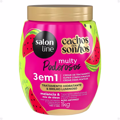 Creme de Tratamento 3 em 1 Salon Line Multy Poderosos Cachos dos Sonhos Melancia e Mix de Óleos 1Kg