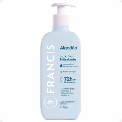 Loção Hidratante Corporal Francis Algodão, 400ml.