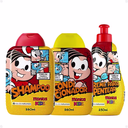 Imagem do produto Kit Cia da Natureza Mônica Kids Cabelos Finos e Delicados: Shampoo, Condicionador e Creme Para Pentear